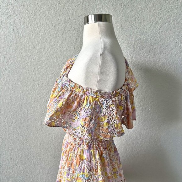 Willa Story One Shoulder Eyelet Pastel Ruffle Dress - Picture 5 of 11